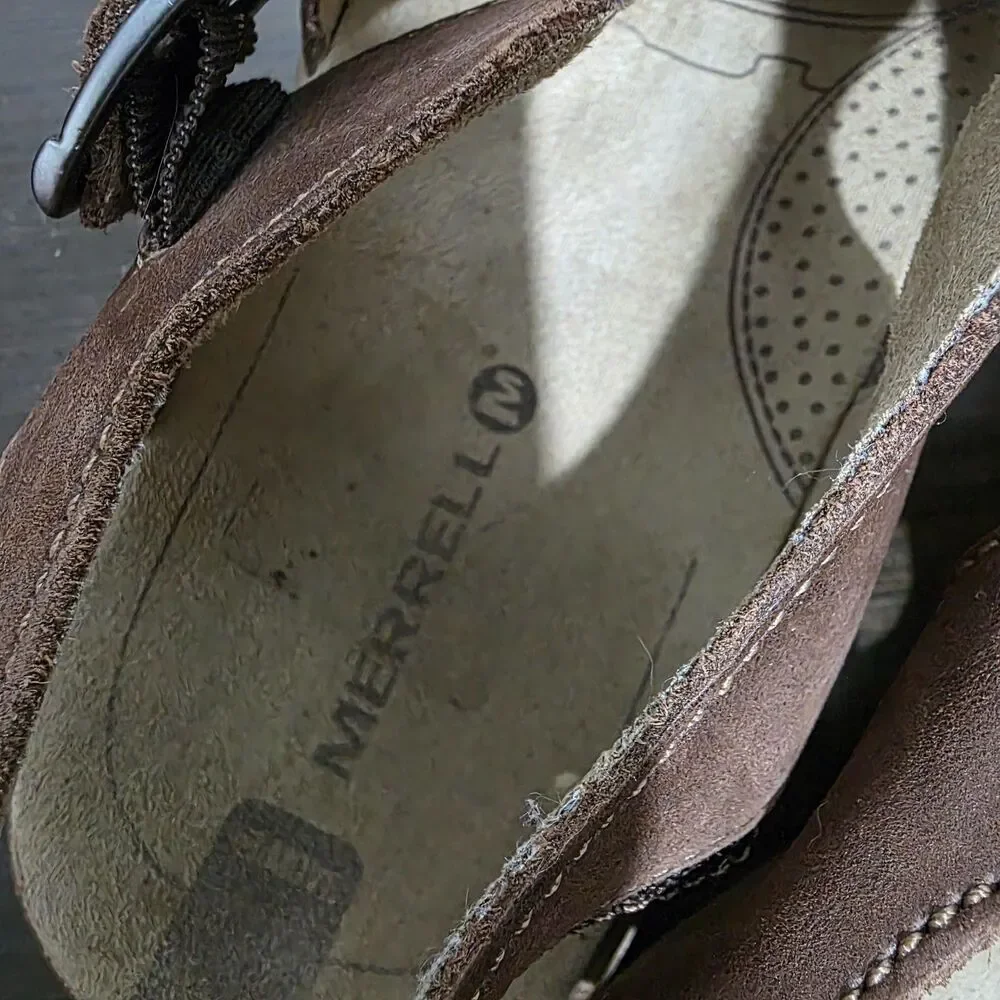 Merrell Espresso J62213 Brown Suede Leather Fisherman Sandals 9 - Picture 12 of 16